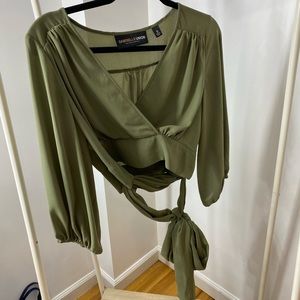 Olive green criss cross top
